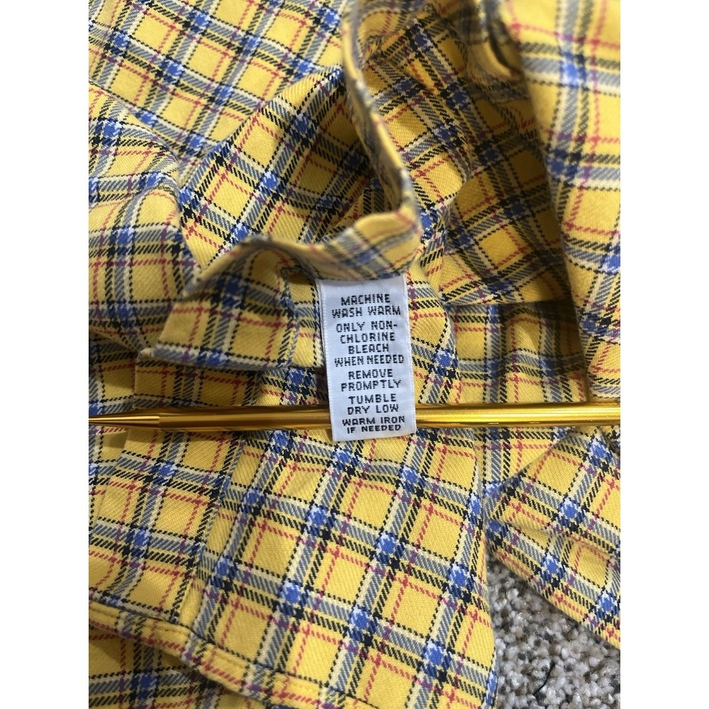 Ralph Lauren Mens XL Classic Fit Plaid Button Down Shirt Yellow Blue Pony Logo - Picture 8 of 8